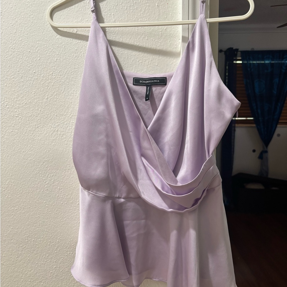 BCBGMaxAzria Purple Asymmetrical Wrap Camisole